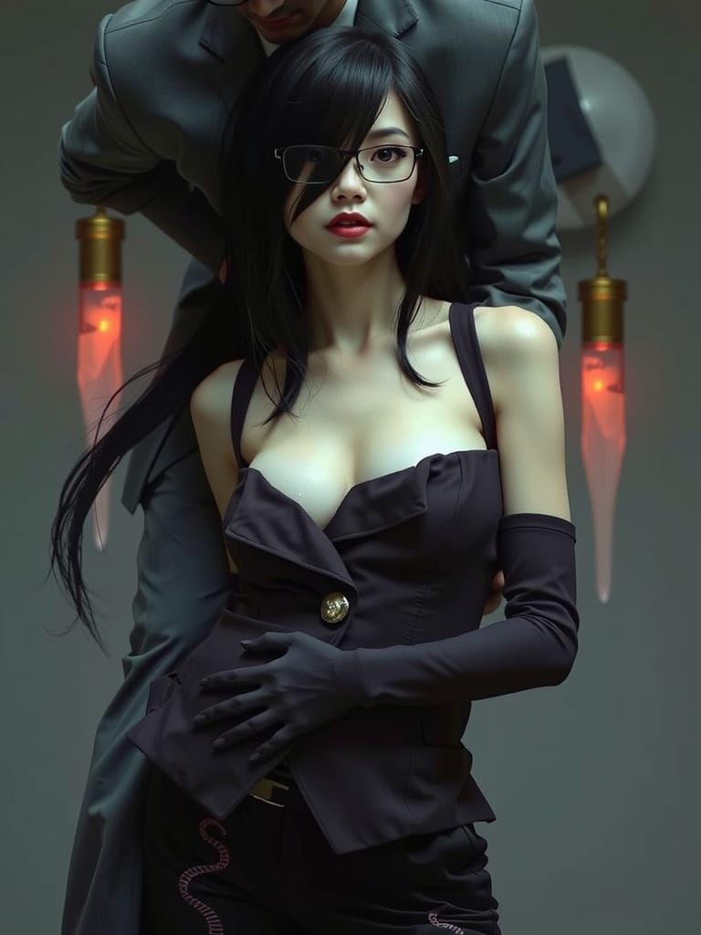 Woman with Husband, Photorealistic Detailed Photography