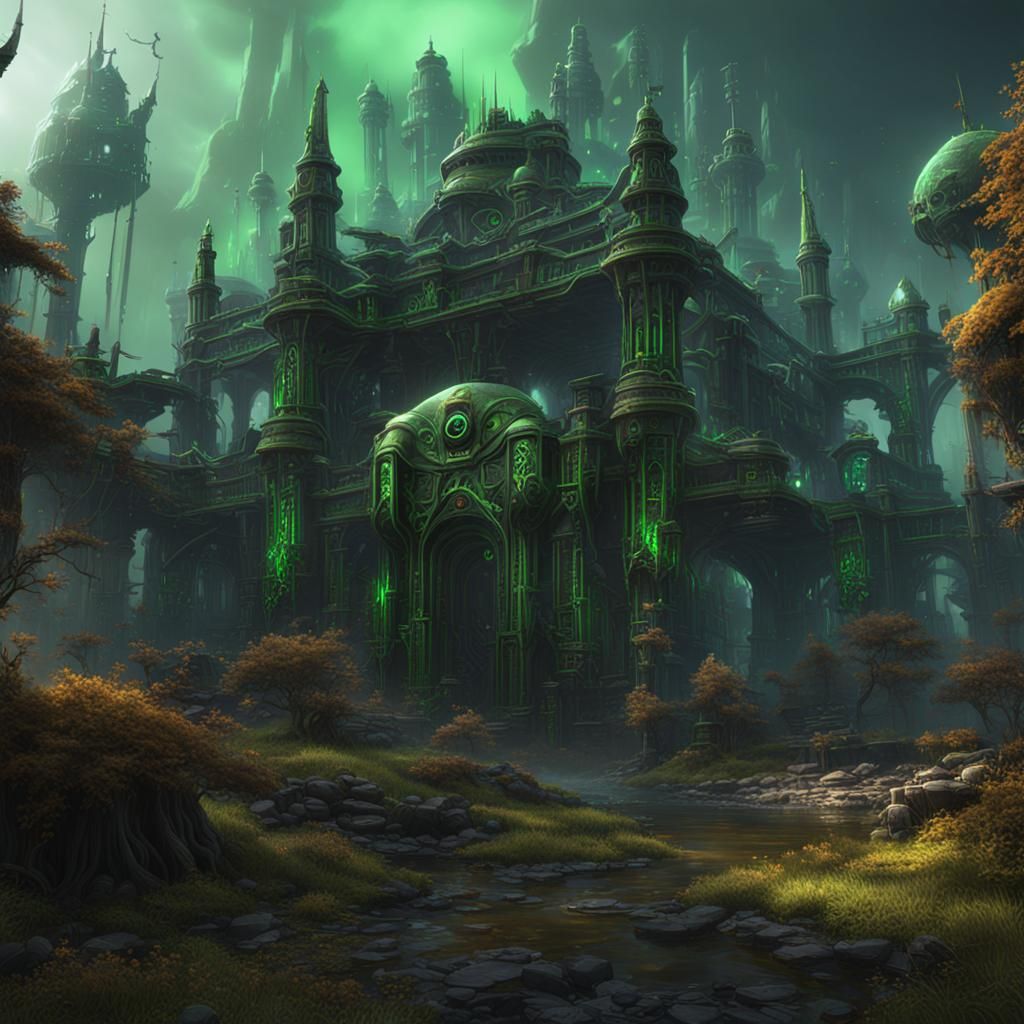 Detailed Necron Matte Painting in Deep Color