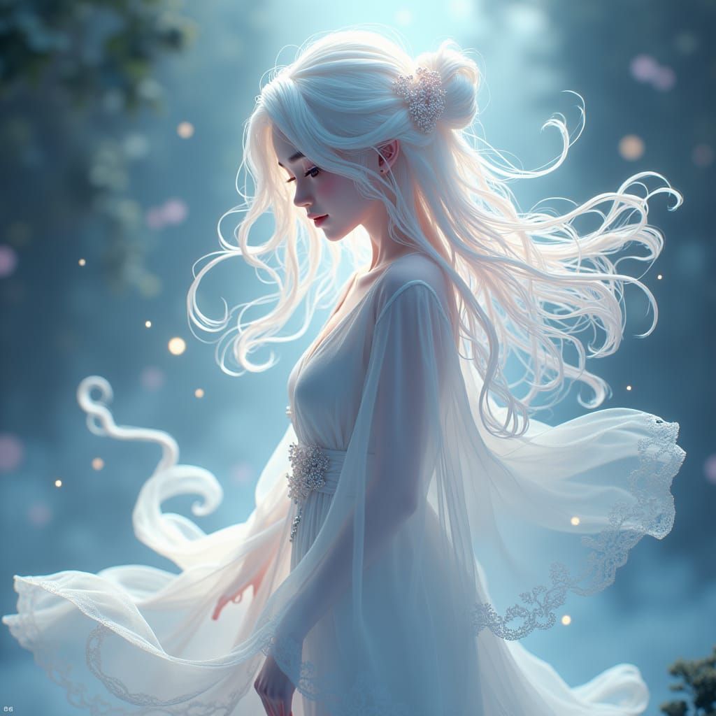 Ethereal Wind Spirit in Anime Style