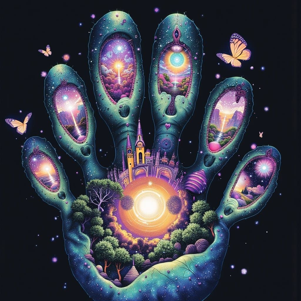 Surreal Pawprint with Dreamlike Alternate Realities