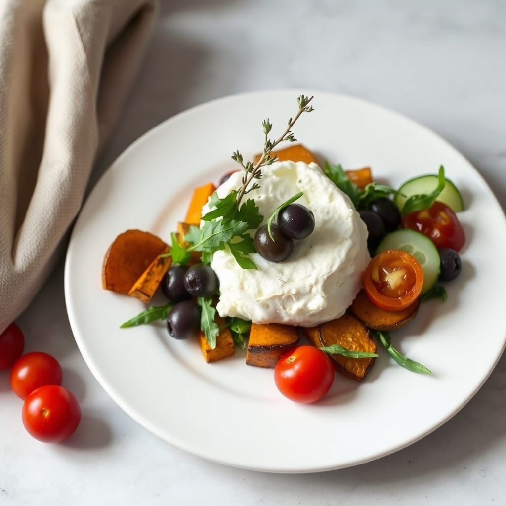 Fresh Cottage Cheese Salad in Elegant Modern Style