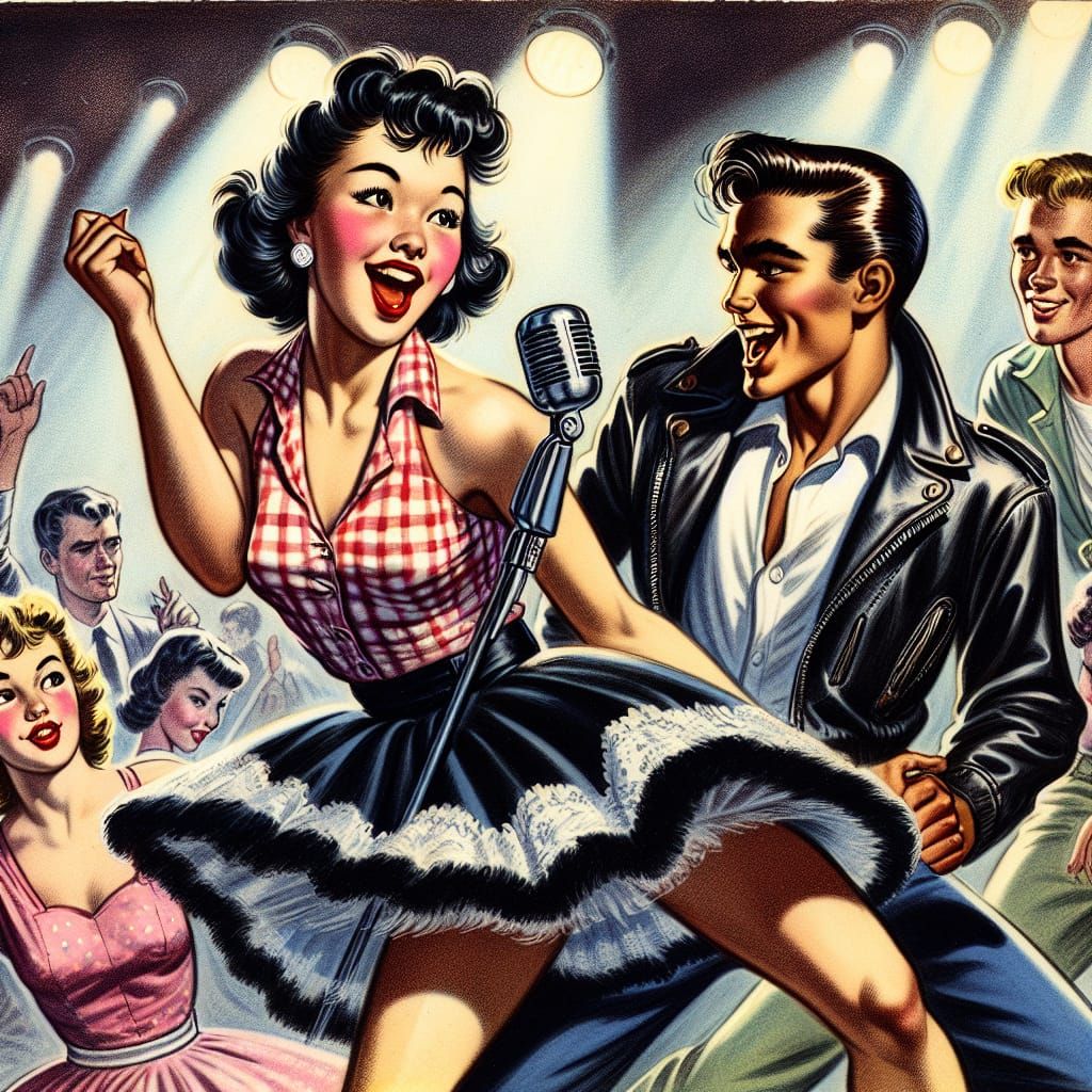 A Lively 1950s Rock and Roll Scene