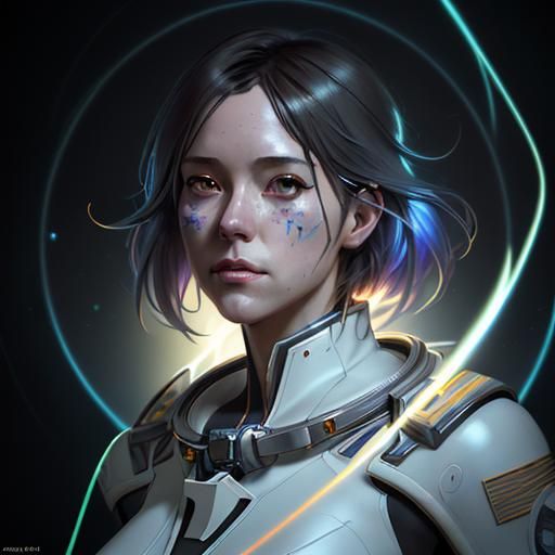 Anime Style Astronaut Portrait in Spaceship Cockpit