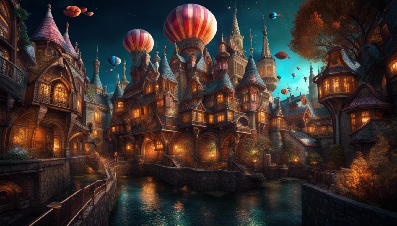 Vivid Fairy Tale City with Venus Figure