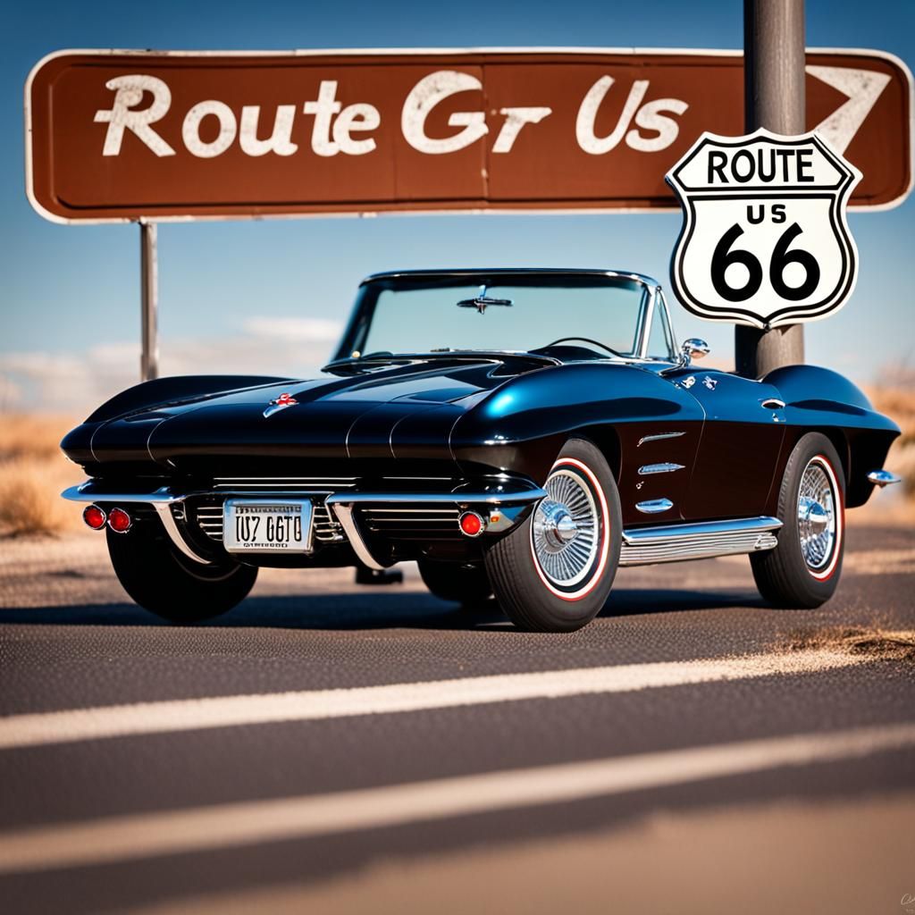 Classic 1963 Corvette on Route 66
