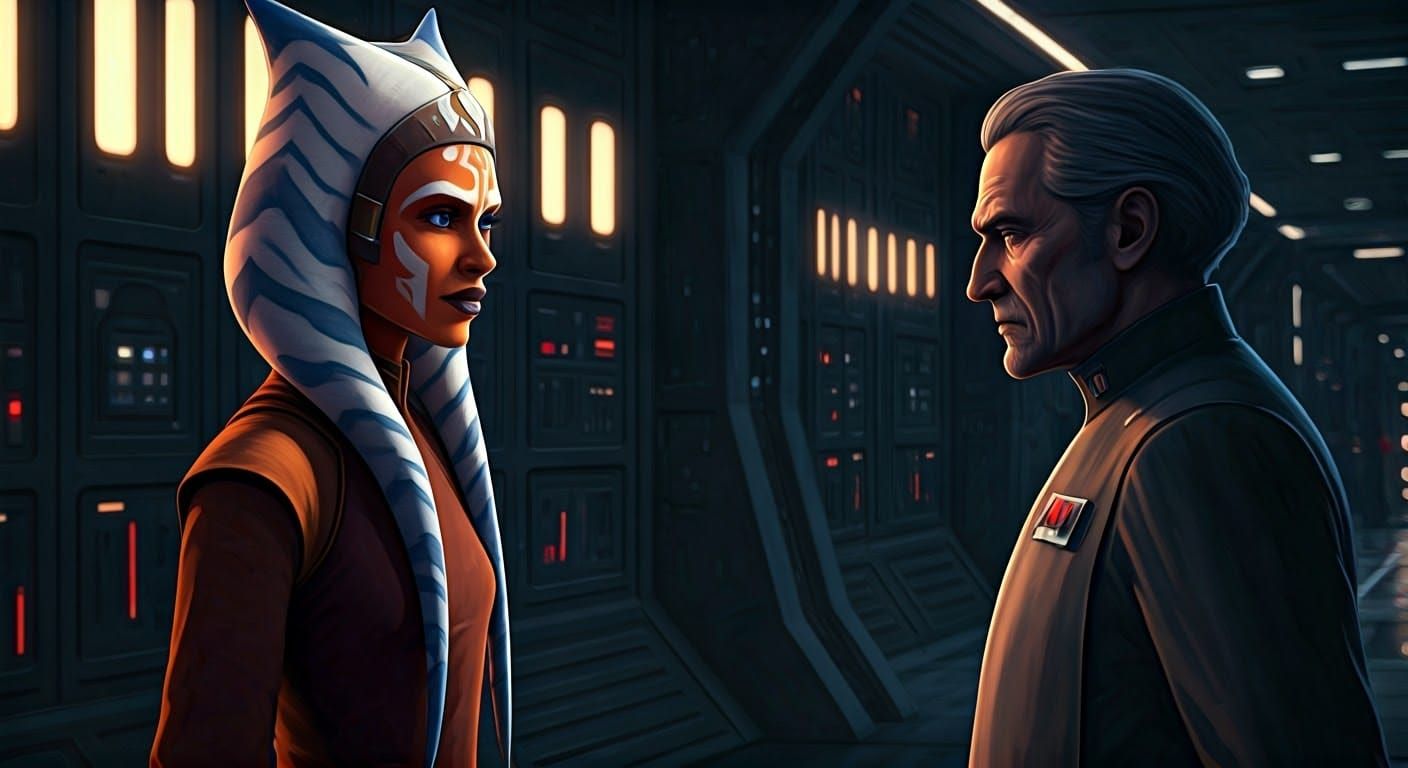 Ahsoka Confronts Thrawn in Manga Anime Style