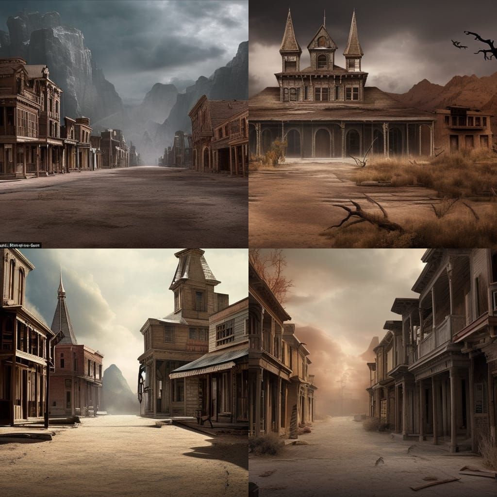 Dramatic Ghost Town Digital Matte Painting