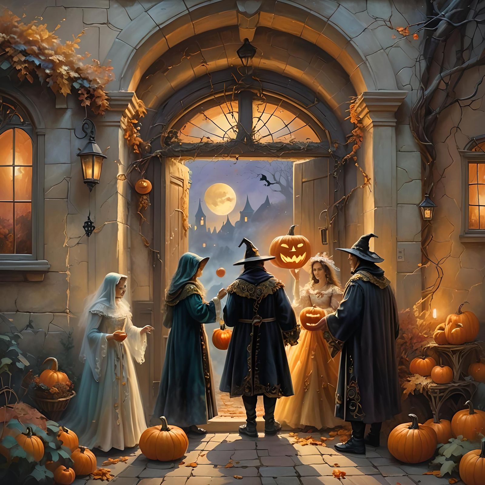 Halloween Doorway Scene in Ethereal Fantasy Style