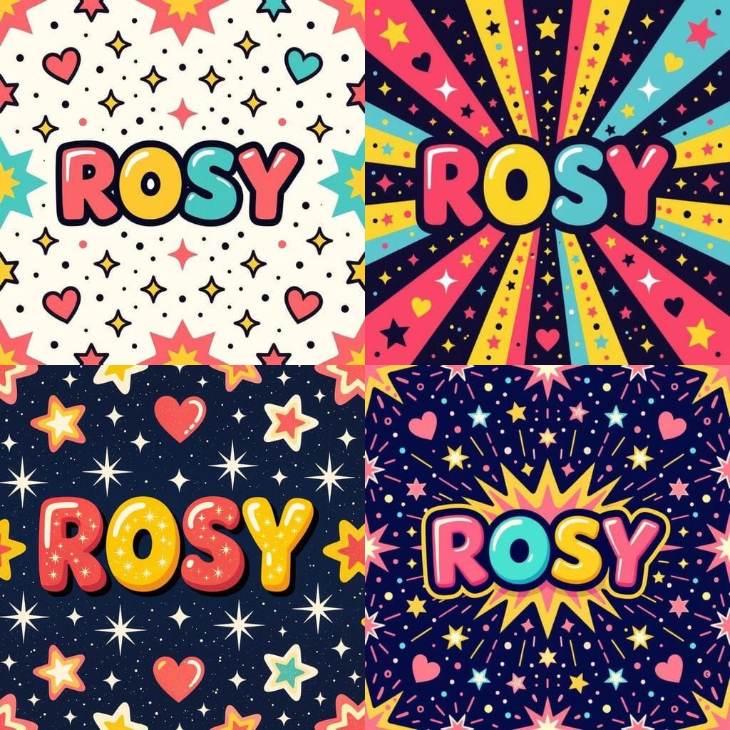 Vibrant Lisa Frank Inspired Playlist Cover with Rosy Text