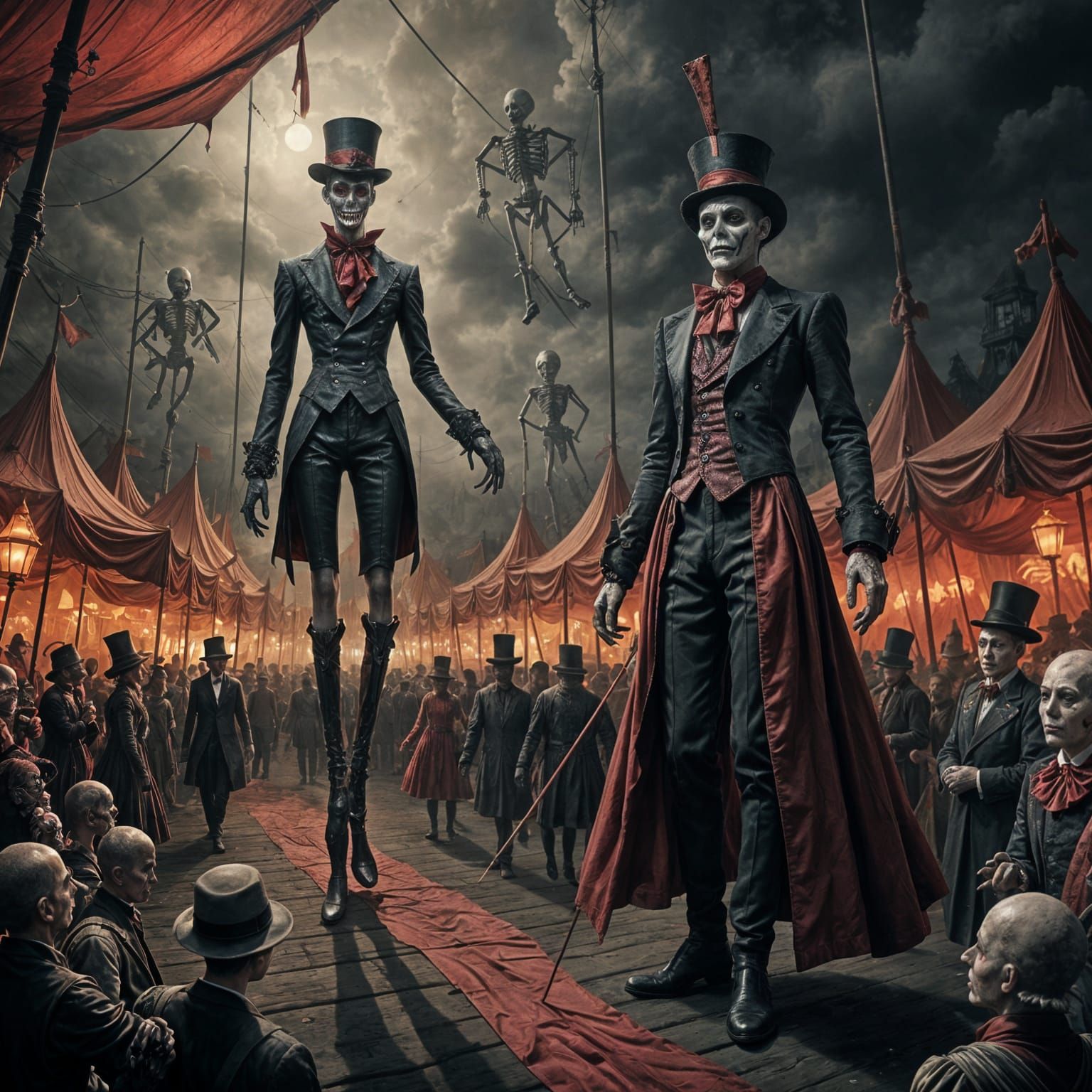 Cursed Performers in a Dark Surreal Parade