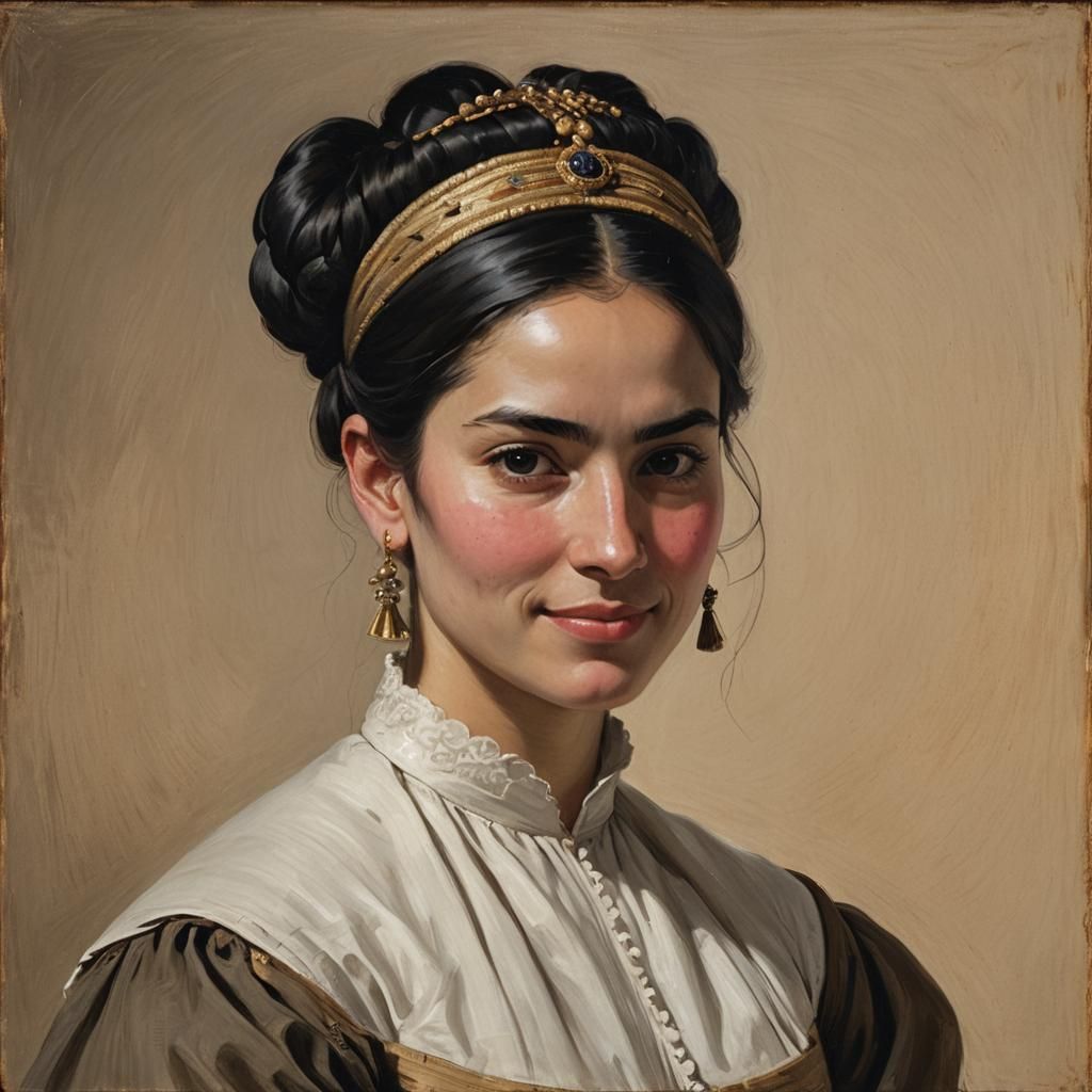Chilean Woman Portrait in Spanish Colonial Realism