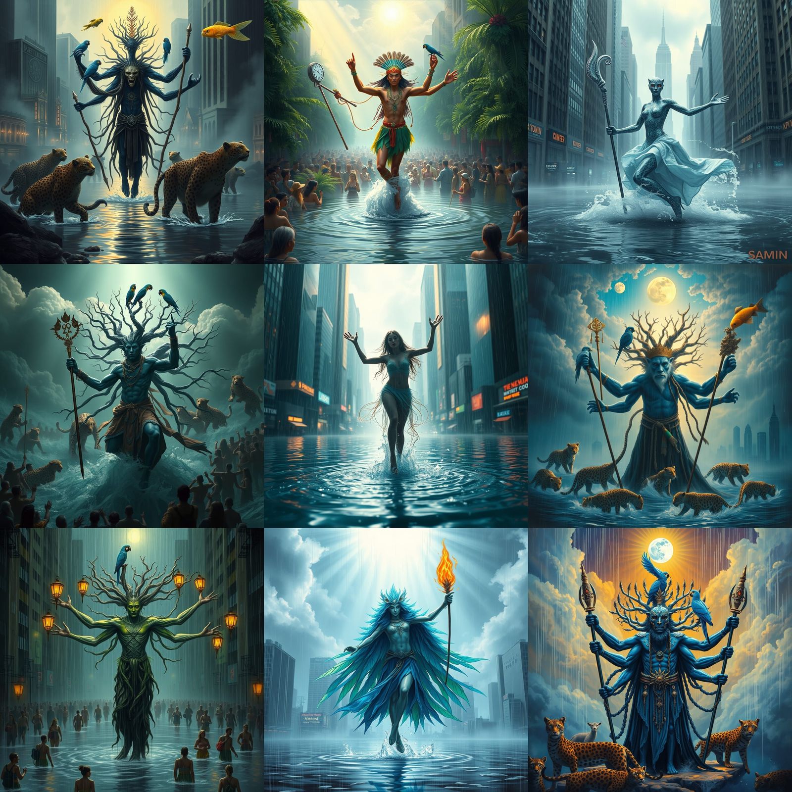 Leopard Fish Shaman in Flooded City