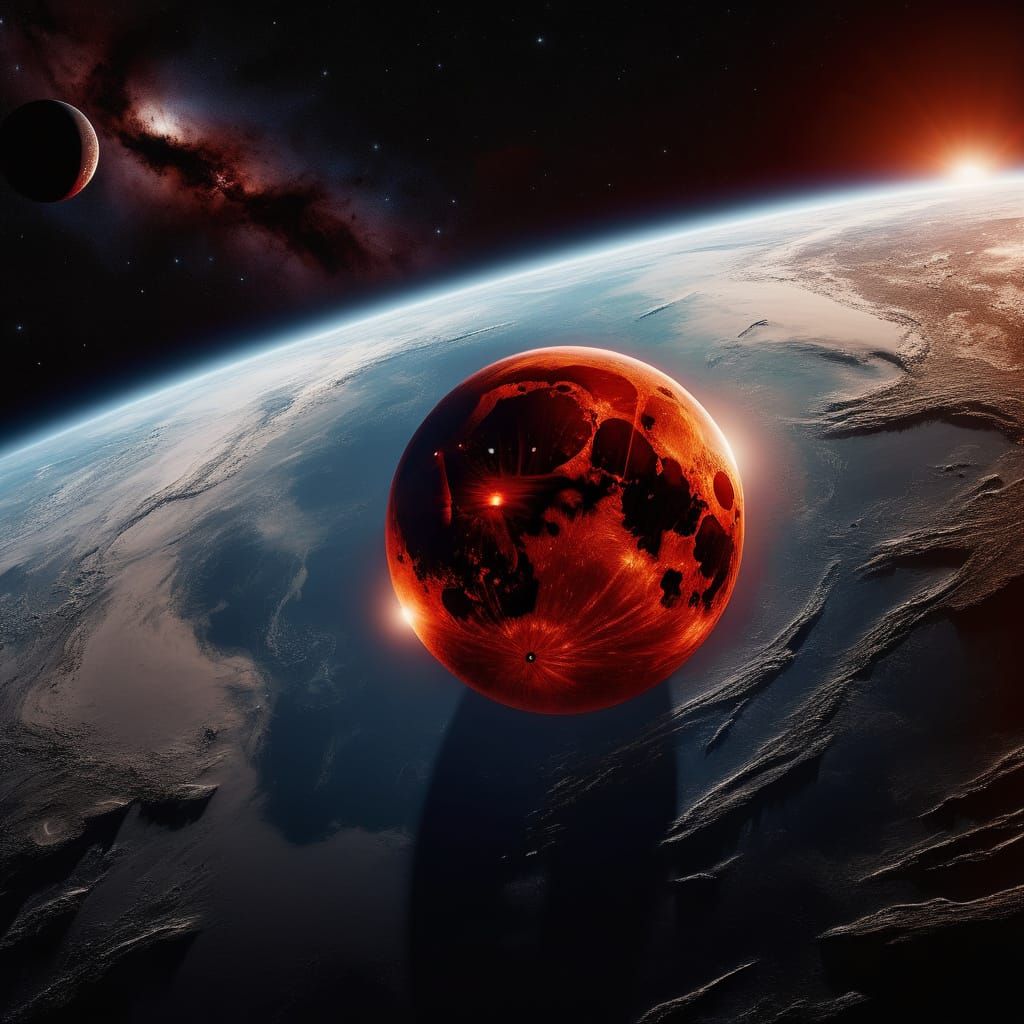 Breathtaking Lunar Eclipse in a Cinematic Film Still