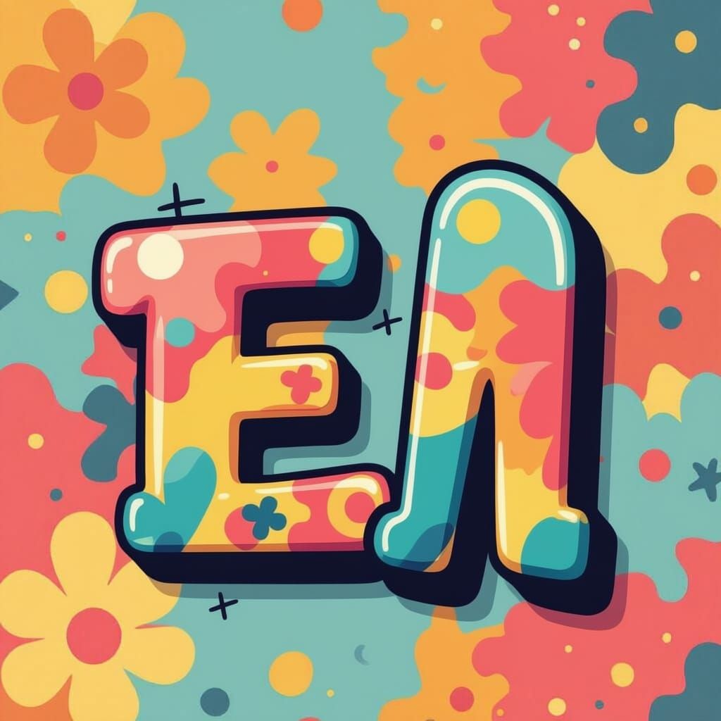Stylized Letter E in Playful Graffiti Style