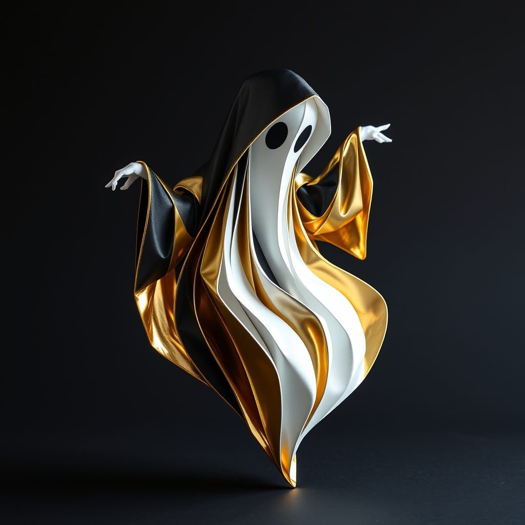 Ethereal Golden Specter with Metallic Edges