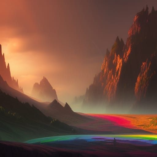 Fantastical Landscape After a Rainbow Storm