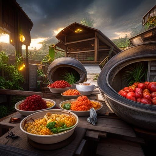 Decaying Fruit Bowls with Insects in Fire