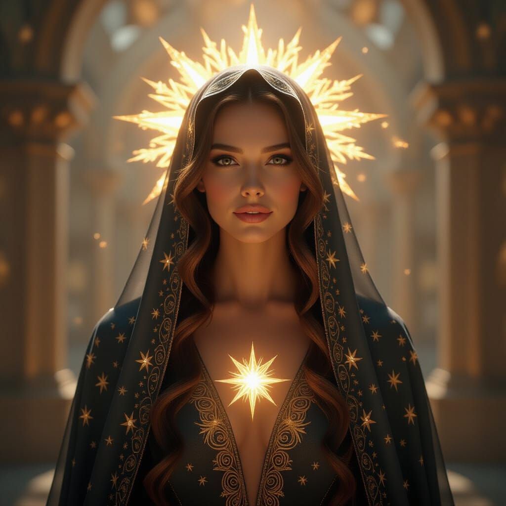 Celestial Being of Starlight in Animated Fantasy Style