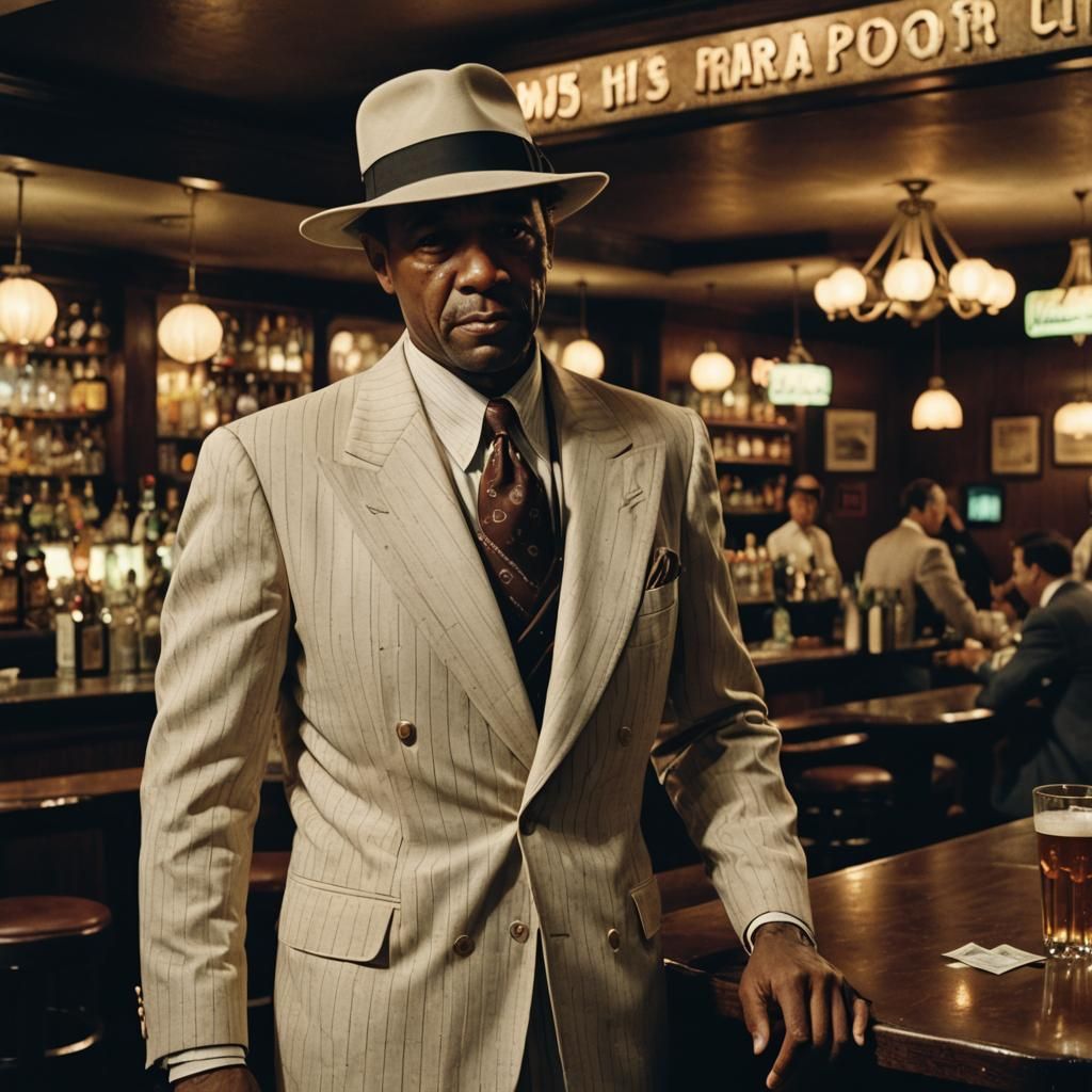 1940s Gangster with Rifle: Cinematic Film Still