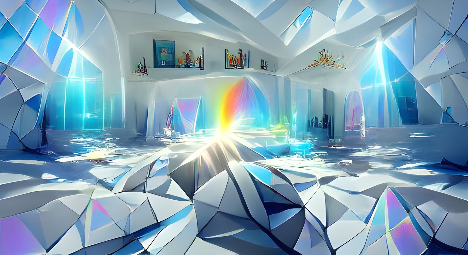 Quartz Crystal Room with Rainbow Refractions