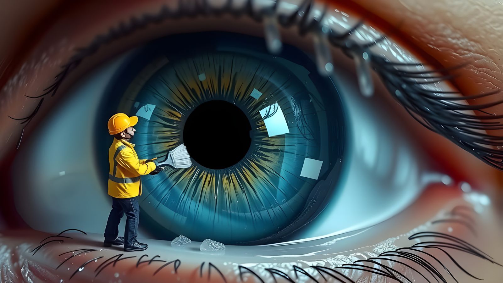 Miniature Cleaner Meticulously Cleans Giant Human Eye