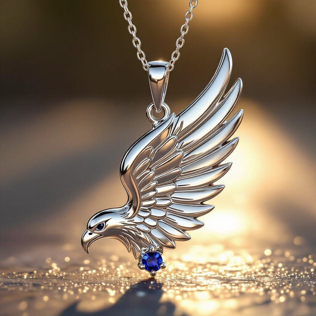 Elegant Silver Eagle Wing Earring with Sapphire