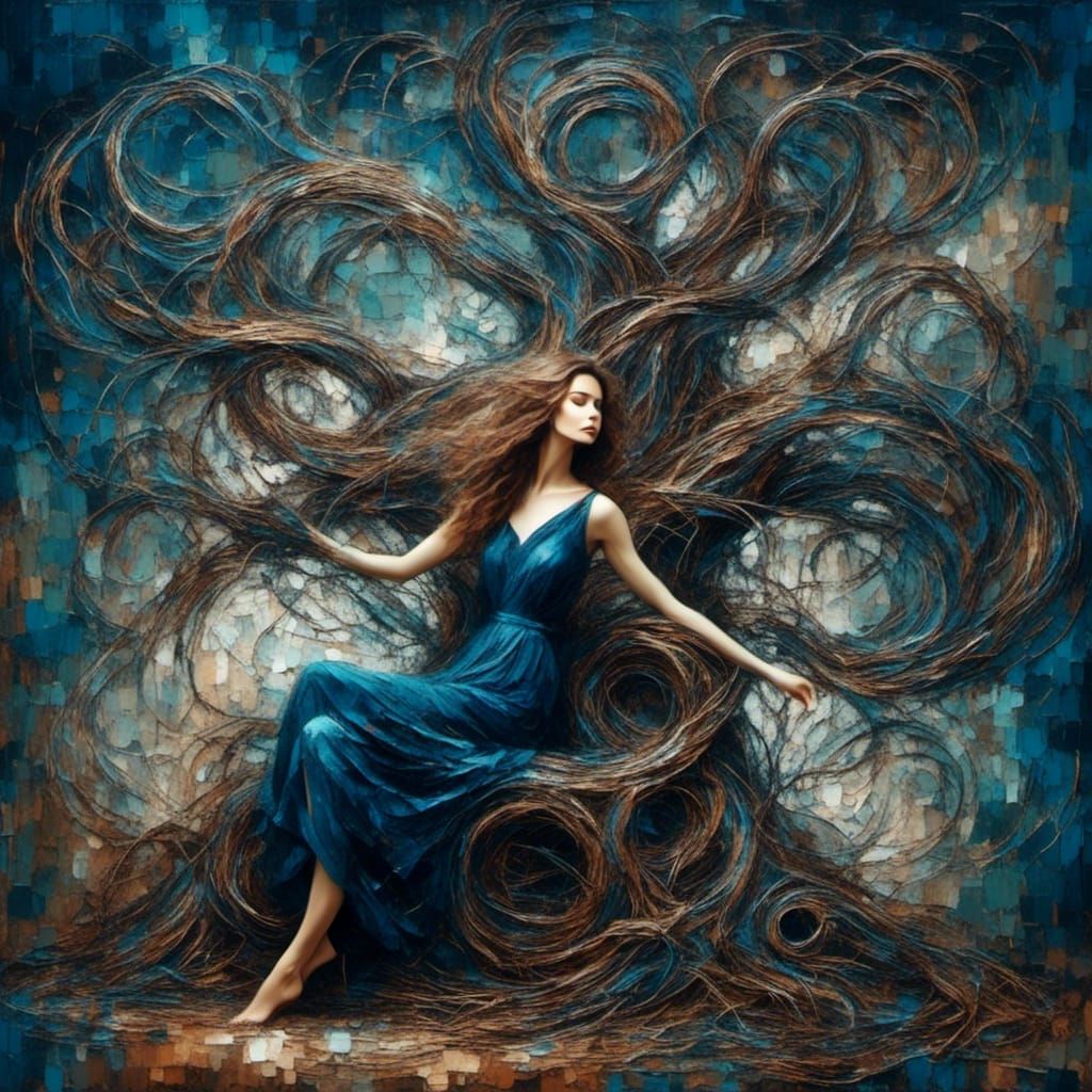 <lora:Oil Painting Style:1.0> tree branches tangled around a...