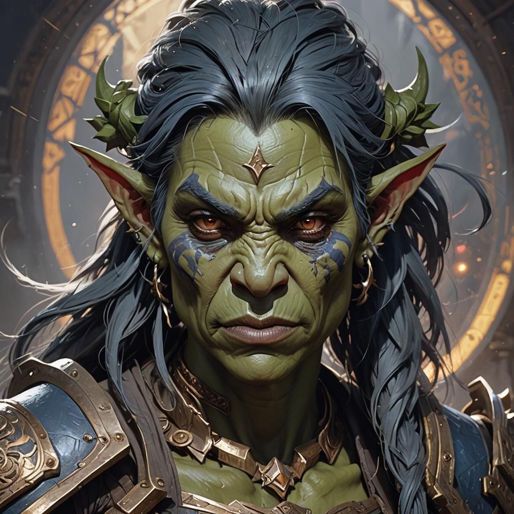 Starlight Orc Portrait in Digital Art Style