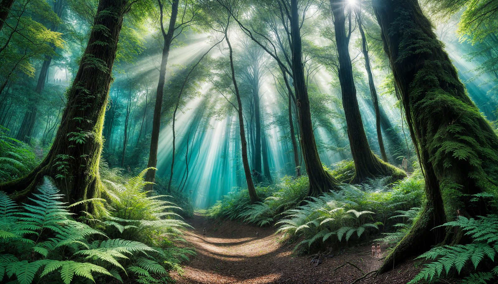 Tree Nymphs Walk Through Enchanted Forest in Whimsical Style