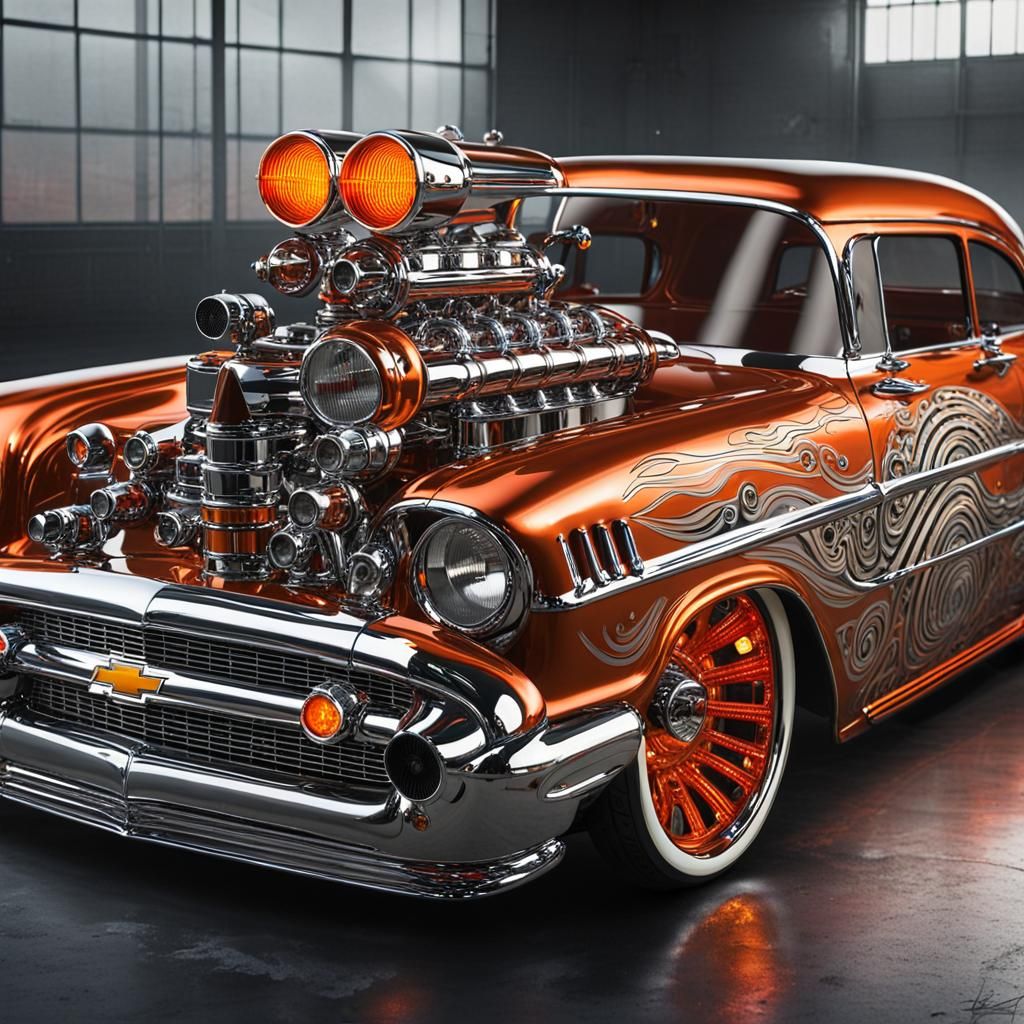 Custom Vintage Chevrolet Car with Tribal Tattoos