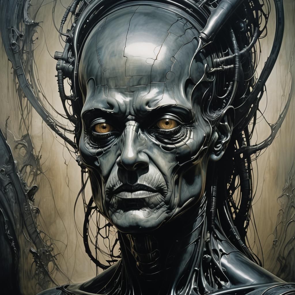 Dark Surreal Hyperrealism Portrait in Sci-Fi Style