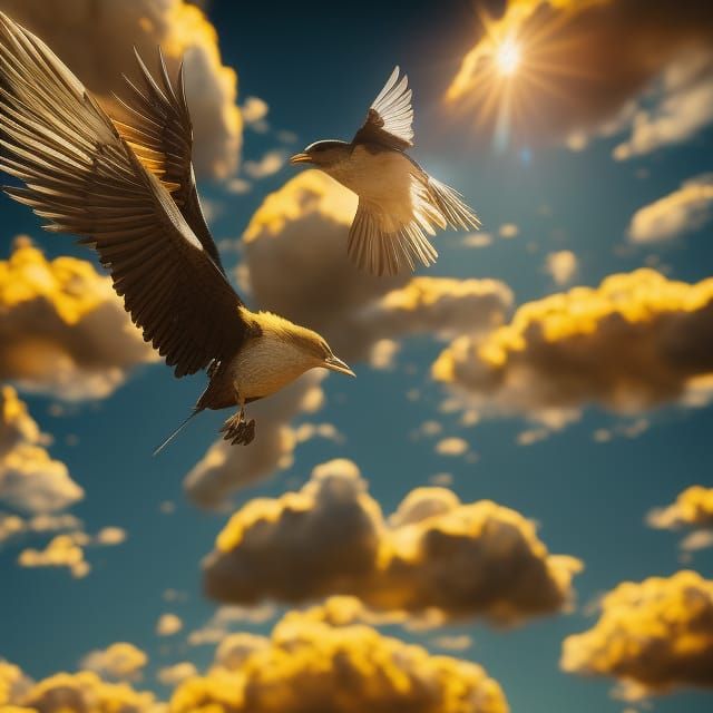 Floating Bird: Pixar Style 3D Digital Art