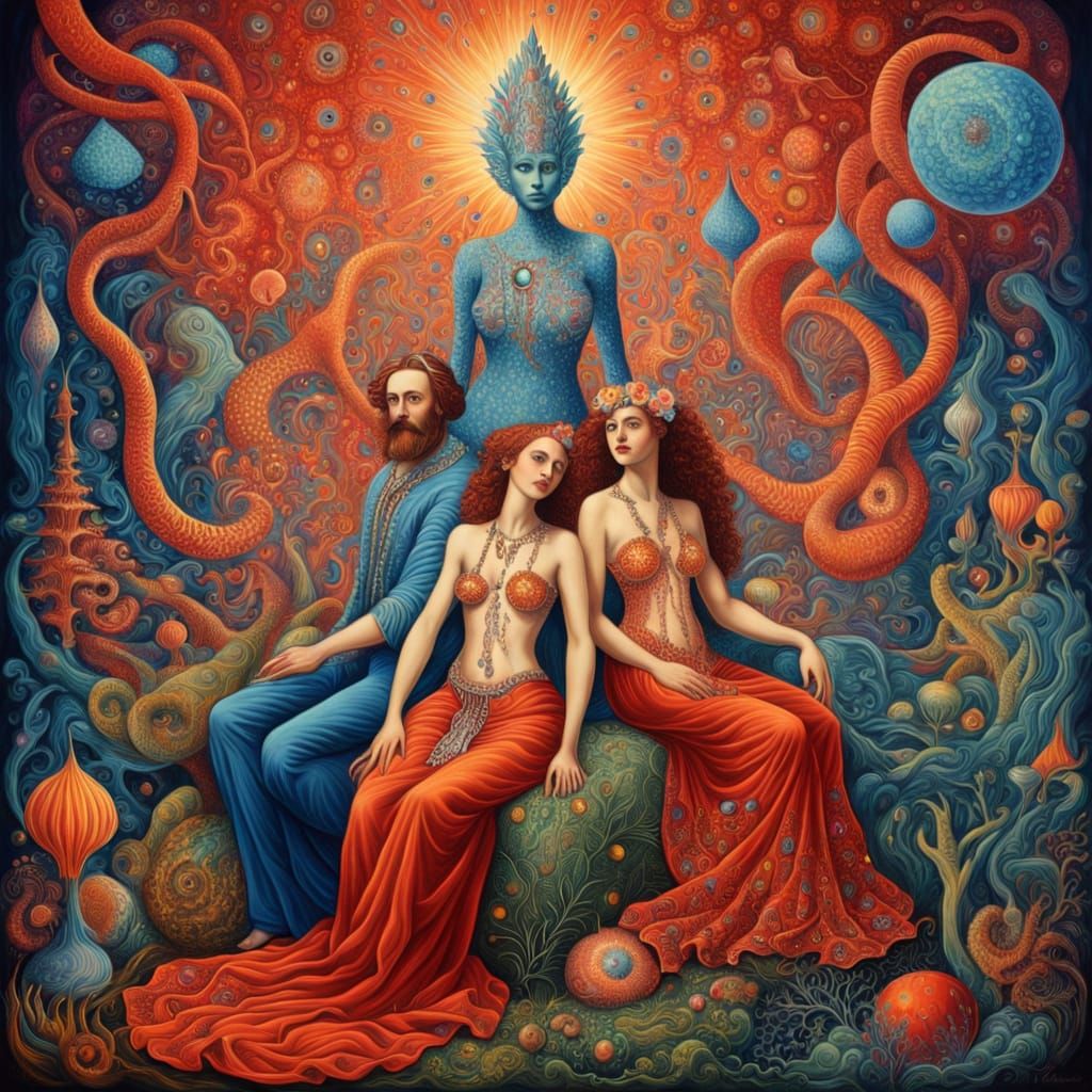 Surreal Utopia Inspired by Ernst Haeckel's Oil Painting