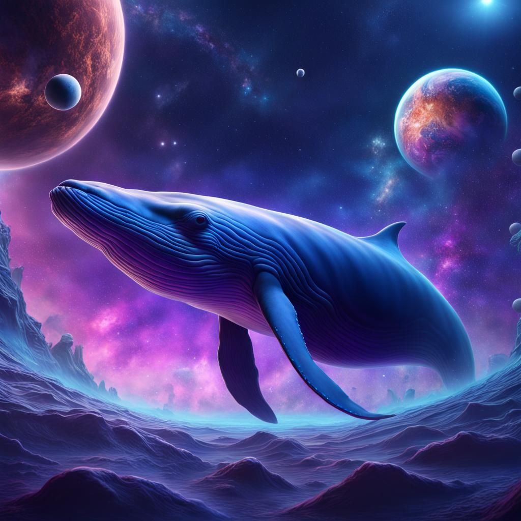Blue Whale Swims Through a Galaxy