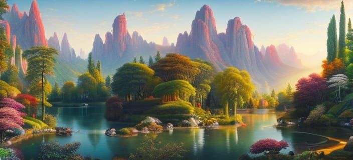 Hyperrealistic Garden of Eden Painting