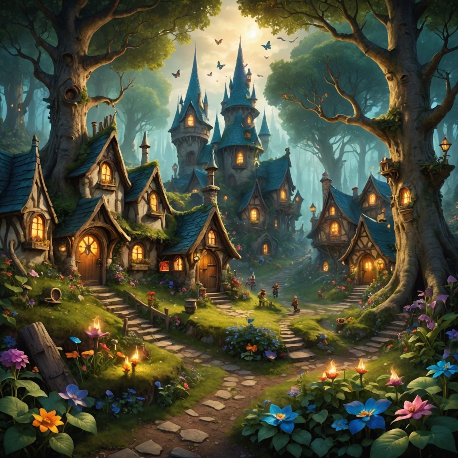 Fairytale Forest Clearing with Gnome Brass Band