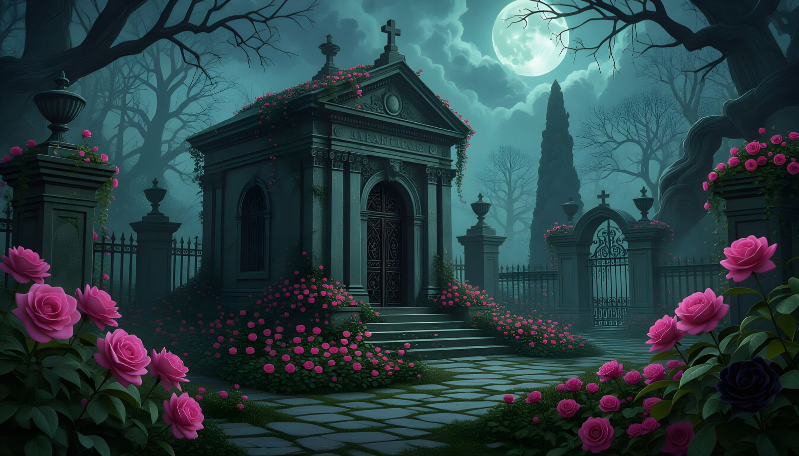 Sinister Mausoleum in Gothic Garden