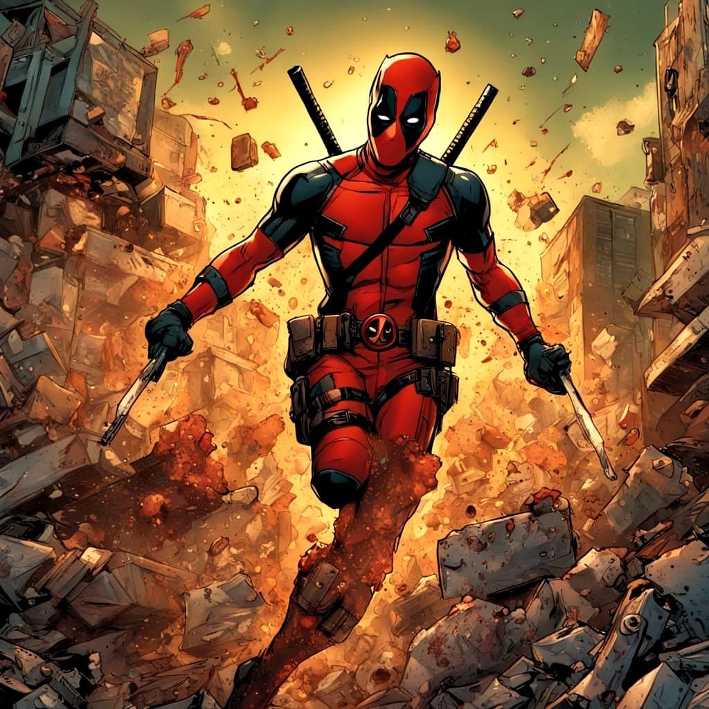 Deadpool in Photorealistic Action, Saving Red-Haired Girl in...