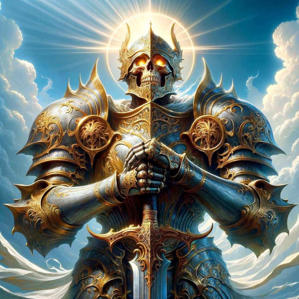 Heroic High Fantasy Knight with Skull Head