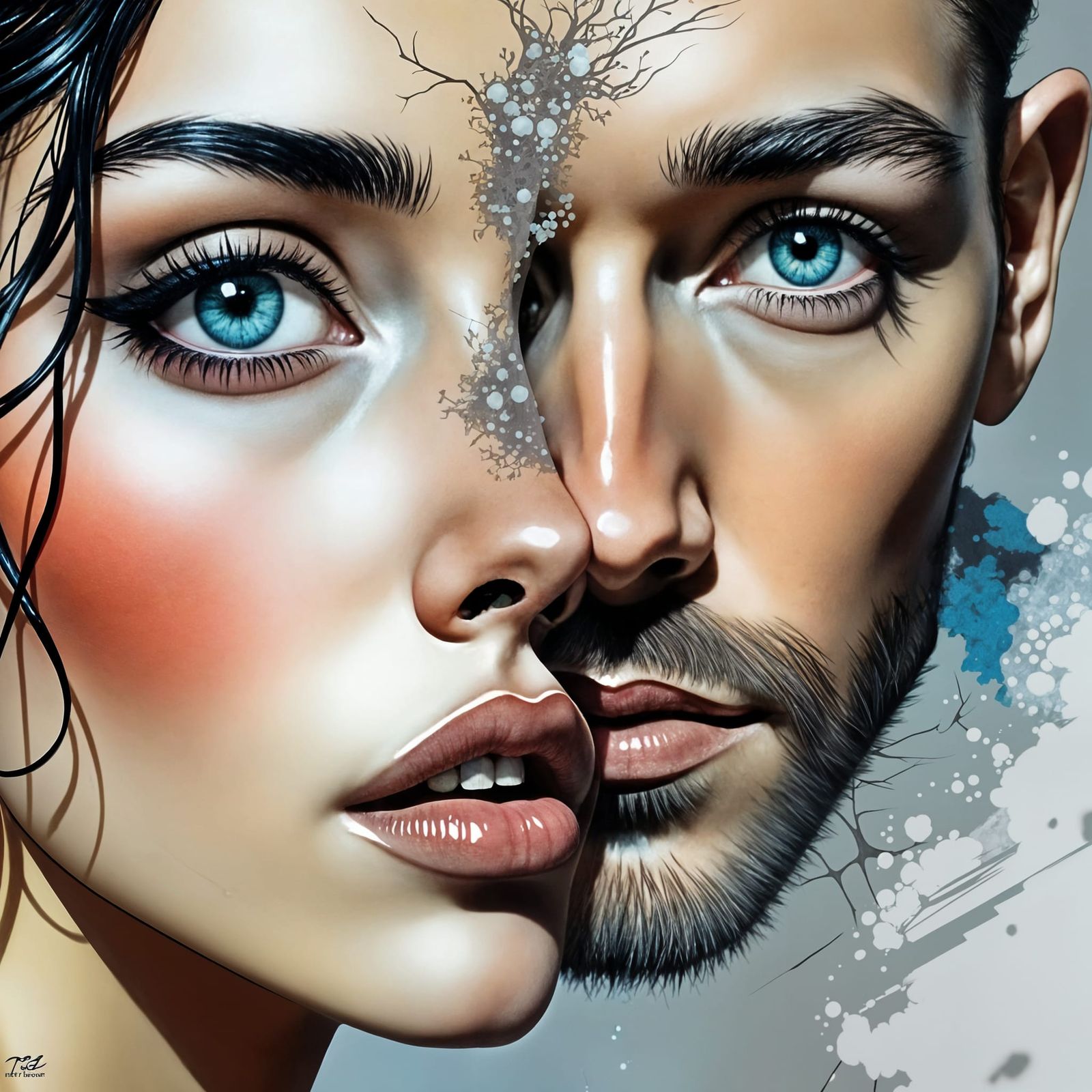 A Beautiful Woman's Surprised Expression Captured in a Doubl...