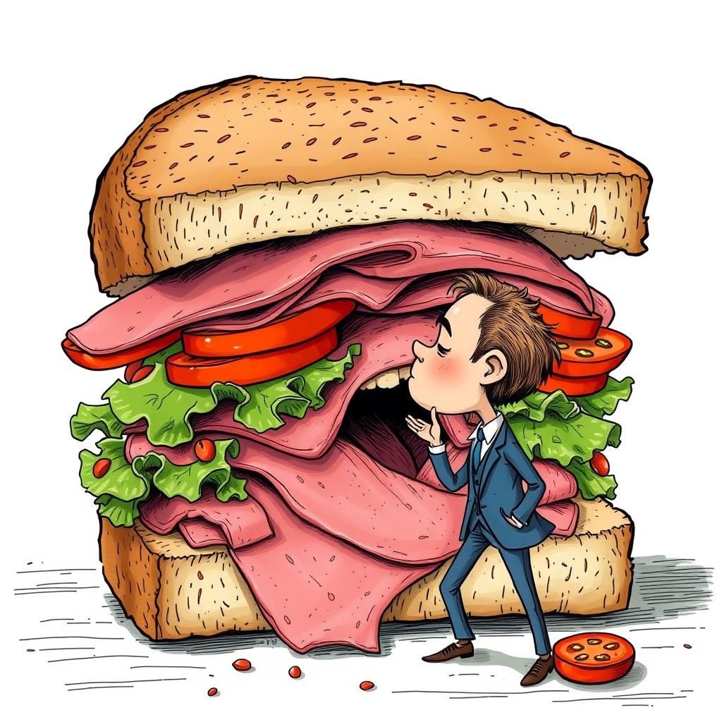 Giant Sandwich Eats Tiny Person, Children's Book Illustratio...