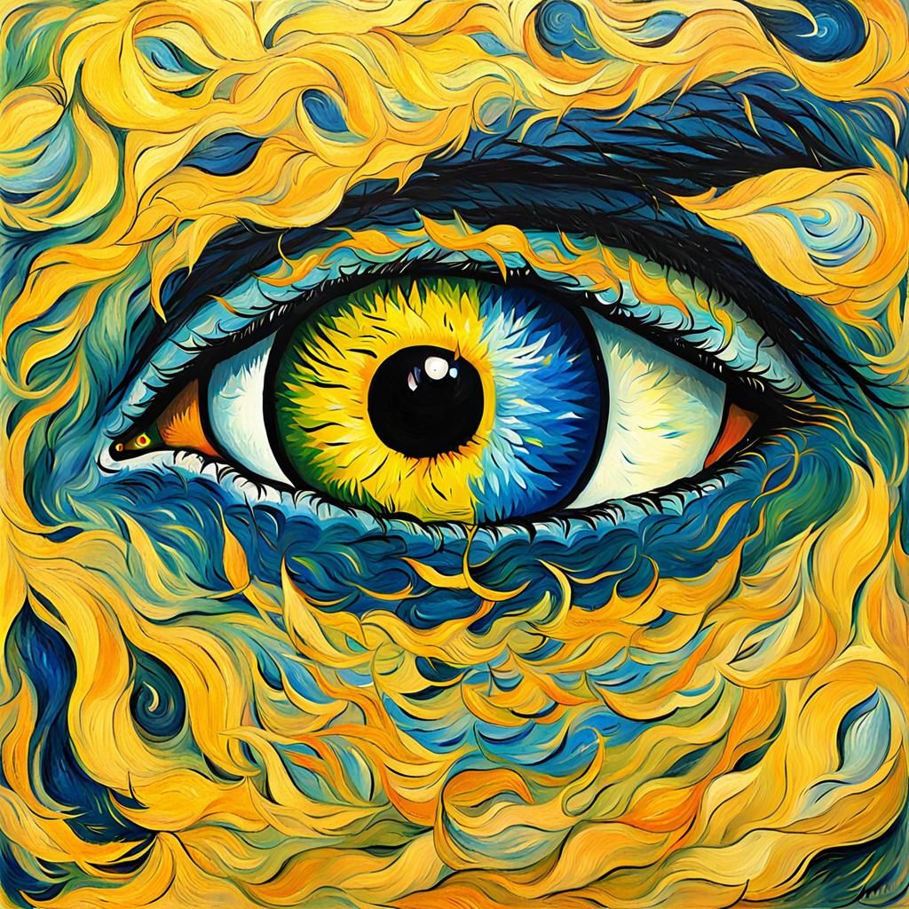 Yellow Eye in Impasto Style