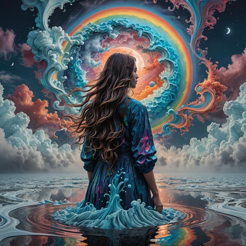 Surreal Lake of Non-Newtonian Fluid and Woman