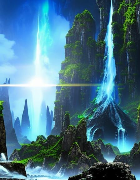 Alien Jungle Planet with Ancient Temples and Lightning