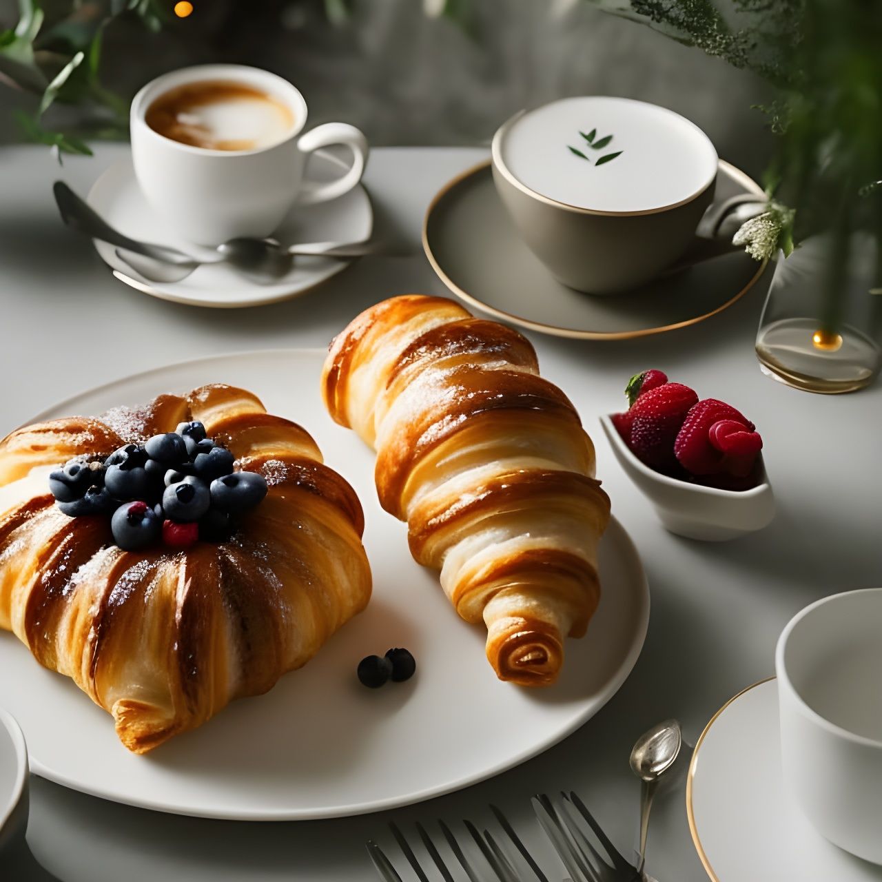 Breakfast Croissant Still Life: Hyperrealistic Artstation Re...