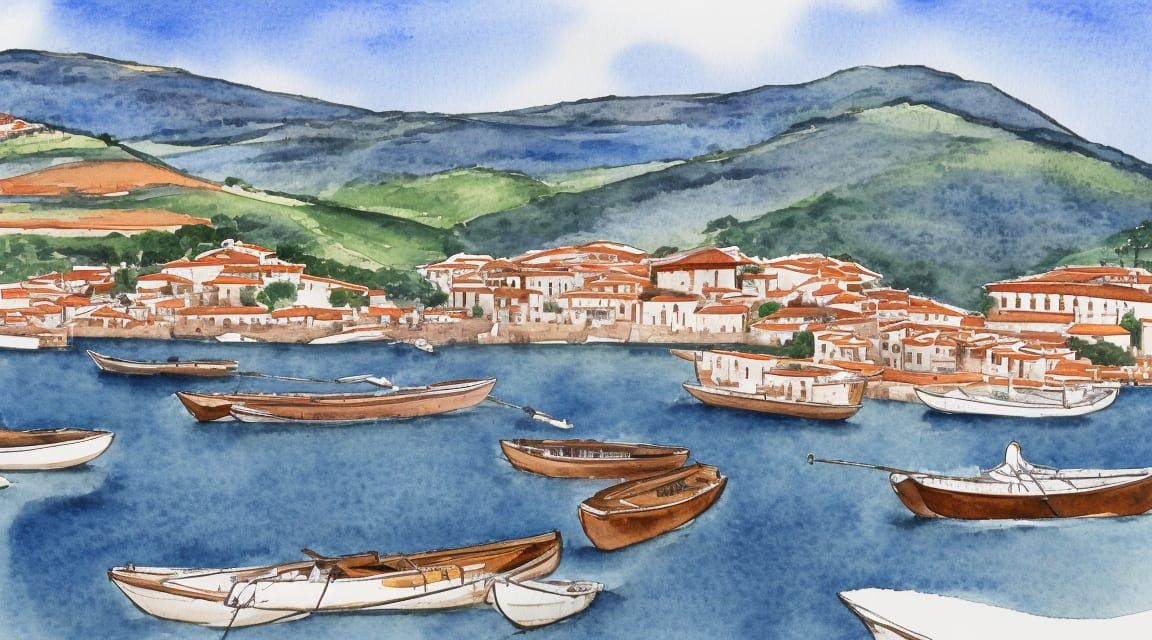 Douro River Rabelo Boats in Watercolour