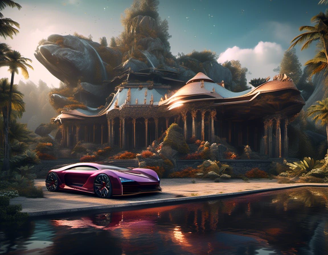 Millionaire Surrounded by Luxury, Detailed Digital Art