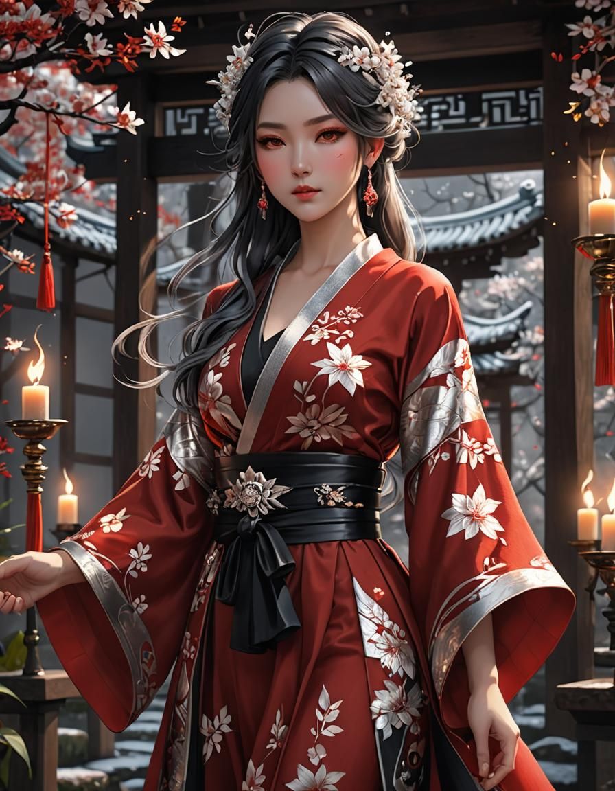 Imbolc Kimono in 3D Anime Art Style