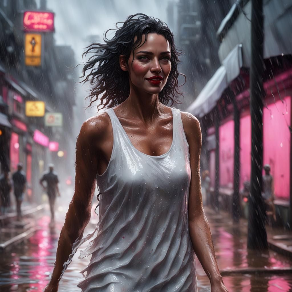 Rainy Portrait: American Latina in Dark Fantasy Style