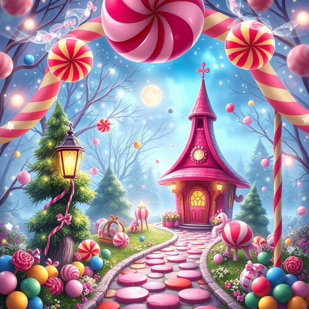 Whimsical Fantasy Landscapes in Hyperrealistic Candy Art Sty...